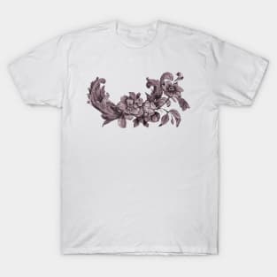 Hand painted Vintage Violet Toile Design T-Shirt